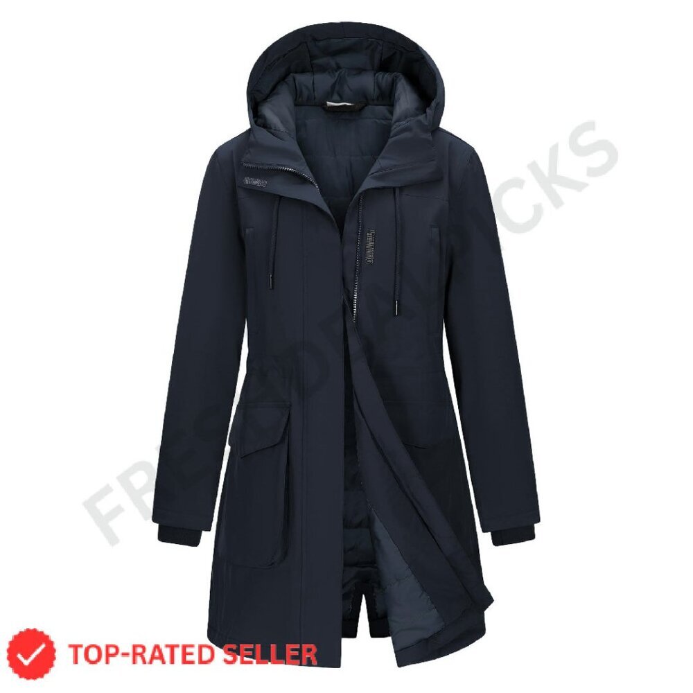 Waterproof Insulated Long Winter Coat Hooded Windproof Ski Jacket Travel
